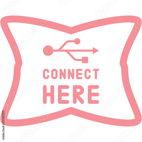 Connect here USB flash disk drive logo symbol
