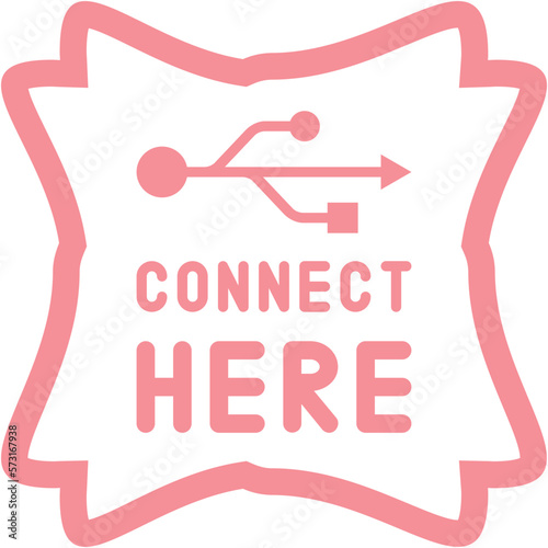 Connect here USB flash disk drive logo symbol
