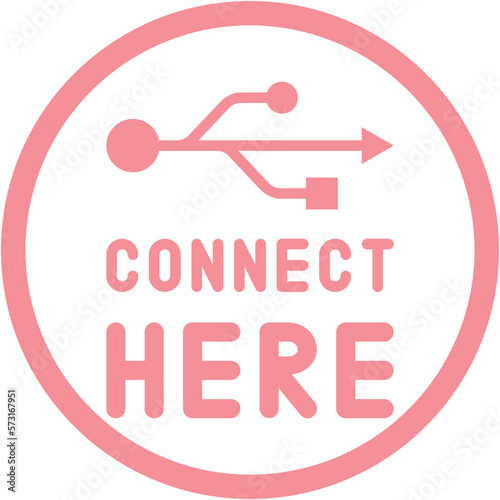 Connect here USB flash disk drive logo symbol
