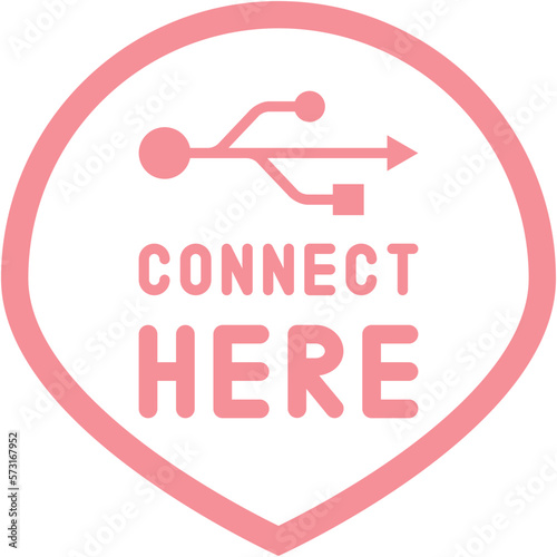 Connect here USB flash disk drive logo symbol
