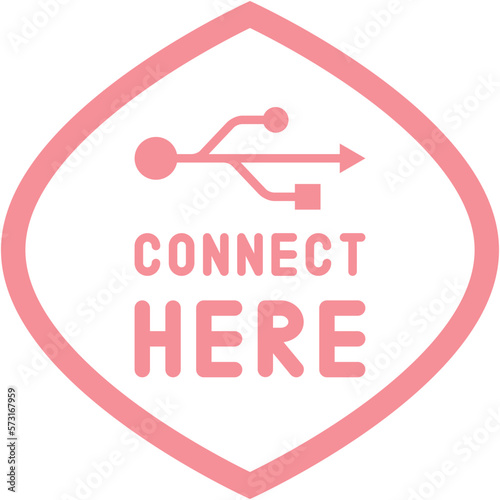 Connect here USB flash disk drive logo symbol
