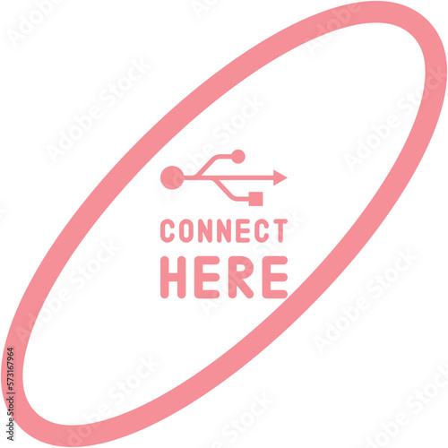 Connect here USB flash disk drive logo symbol
