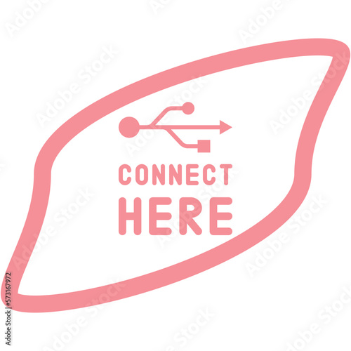 Connect here USB flash disk drive logo symbol
