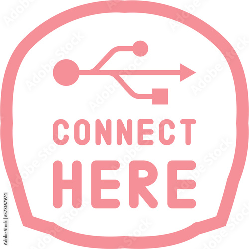 Connect here USB flash disk drive logo symbol
