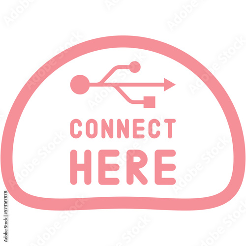 Connect here USB flash disk drive logo symbol
