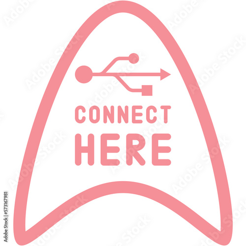 Connect here USB flash disk drive logo symbol
