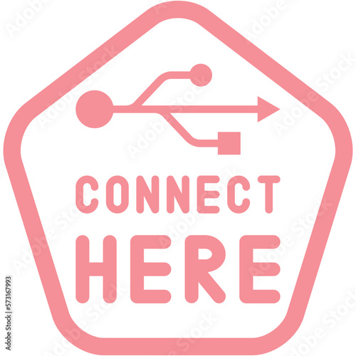 Connect here USB flash disk drive logo symbol

