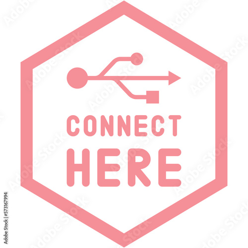 Connect here USB flash disk drive logo symbol
