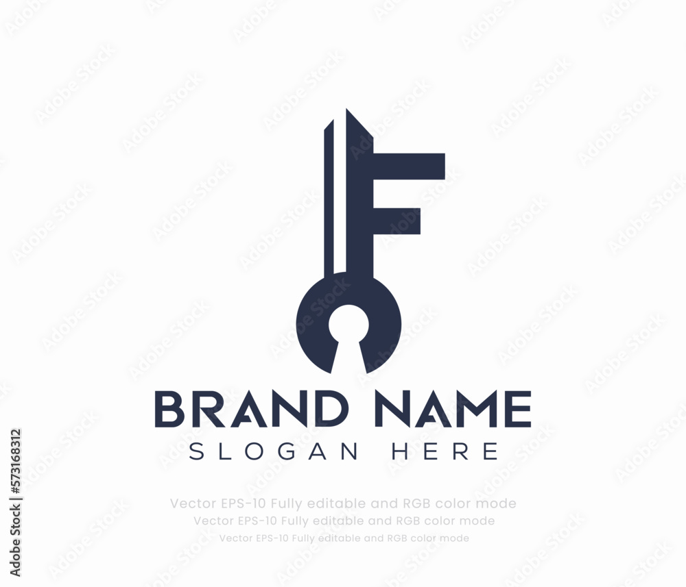 letter F key logo letter F key logo