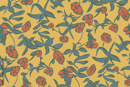 Beautiful floral motif. flowers intertwined in a seamless pattern on a gentle background