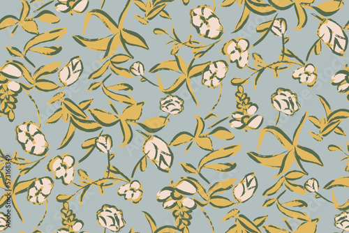 bright contrast multicolored floral pattern with brush strokes of paint