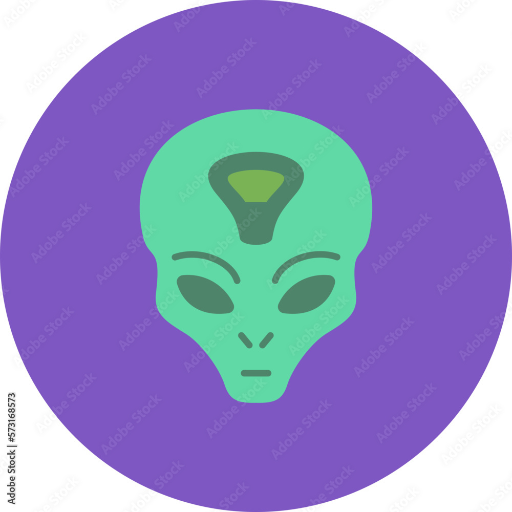 Alien Multicolor Circle Flat Icon Alien Multicolor Circle Flat Icon