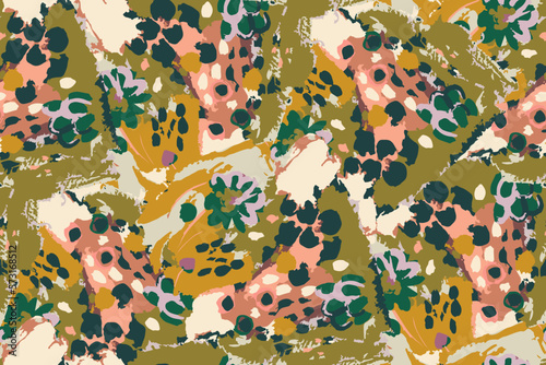 Beautiful floral motif. flowers intertwined in a seamless pattern on a gentle background