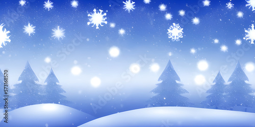 Natural Winter Christmas background with sky, heavy snow