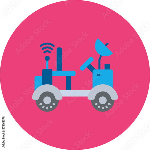 Moon Rover Multicolor Circle Flat Icon