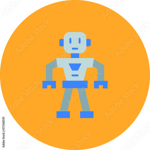 Robot Multicolor Circle Flat Icon