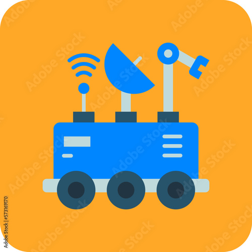 Mars Rover Multicolor Round Corner Flat Icon