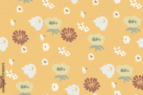 Beautiful floral motif. flowers intertwined in a seamless pattern on a gentle background