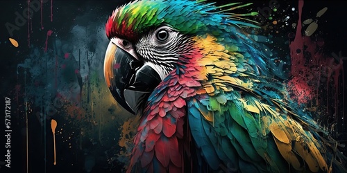 Abstract Colorful Parrot Painting Art  Generative AI