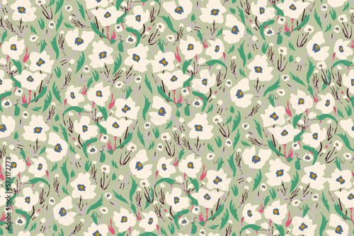 bright contrast multicolored floral pattern with brush strokes of paint