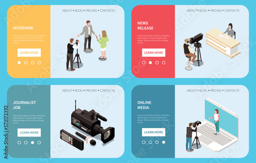 News Media Isometric Set