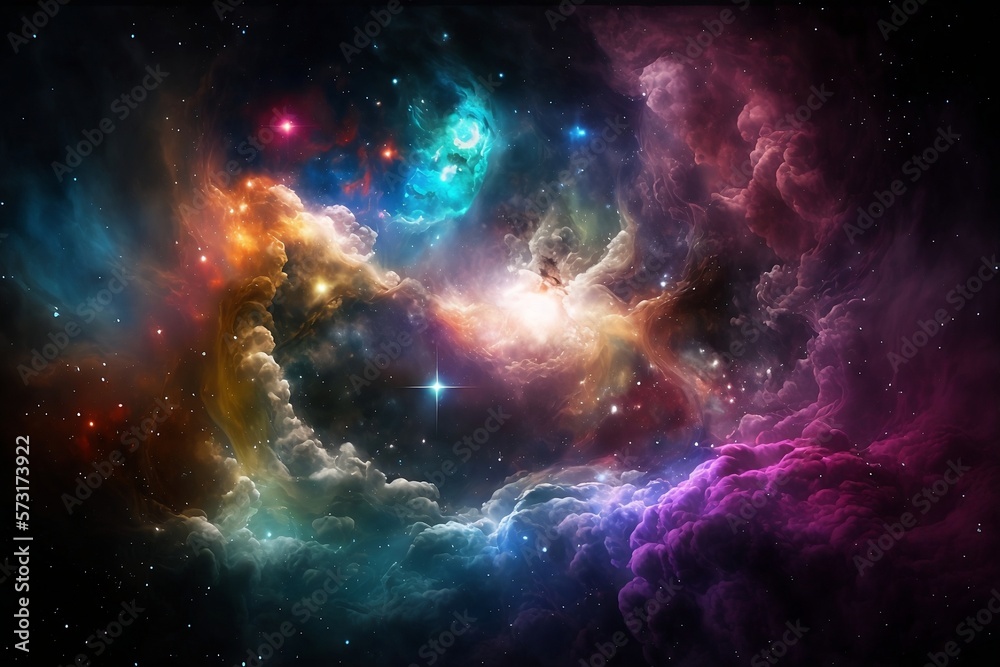 Glowing galaxy, stars and space dust, generative ai Glowing galaxy, stars and space dust, generative ai