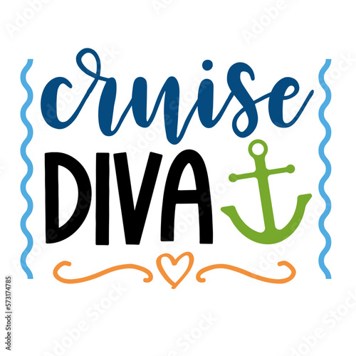 Cruise lettering for greeting card design, romantic illustration. Festive decoration. Invitation template. Vector illustration