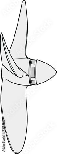 large marine three-blade ship propeller side view