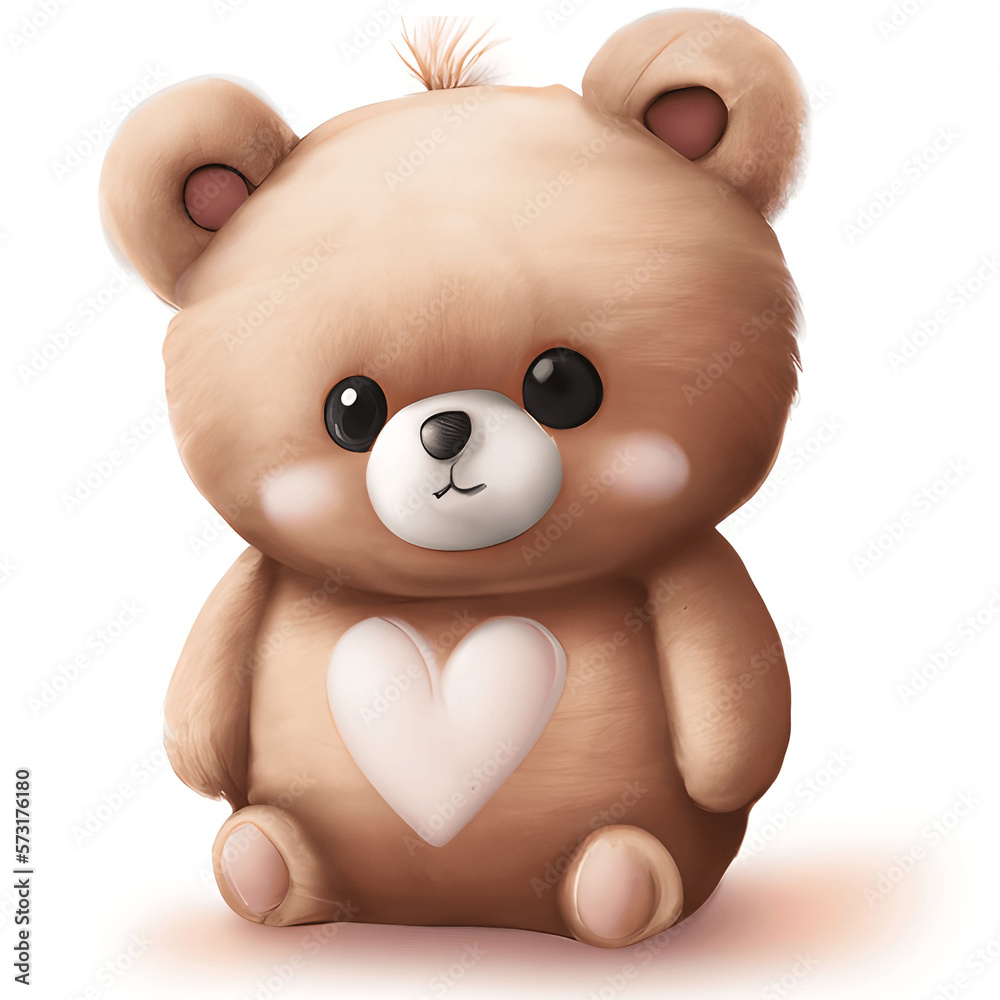Fototapeta premium Cute Valentine Teddy Bear Nursery Art 