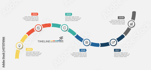 Presentation timeline business infographic template  design with 6 step