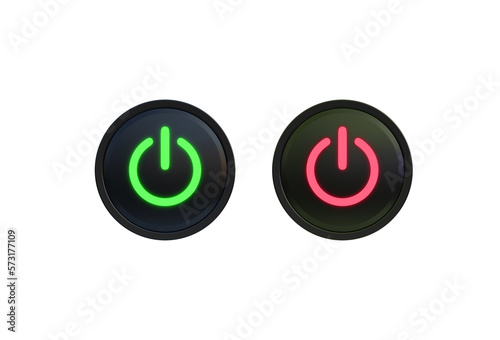 power buttons for design green and red color 3D rendering