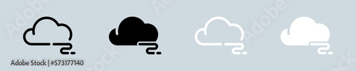 Foggy icon set in black and white. Weather signs vector illustration.