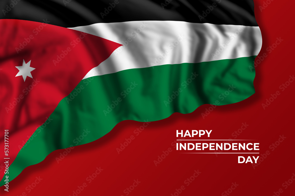 Jordan independence day greetings card with flag Jordan independence day greetings card with flag