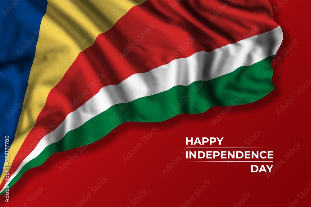 Seychelles independence day greetings card with flag Seychelles independence day greetings card with flag