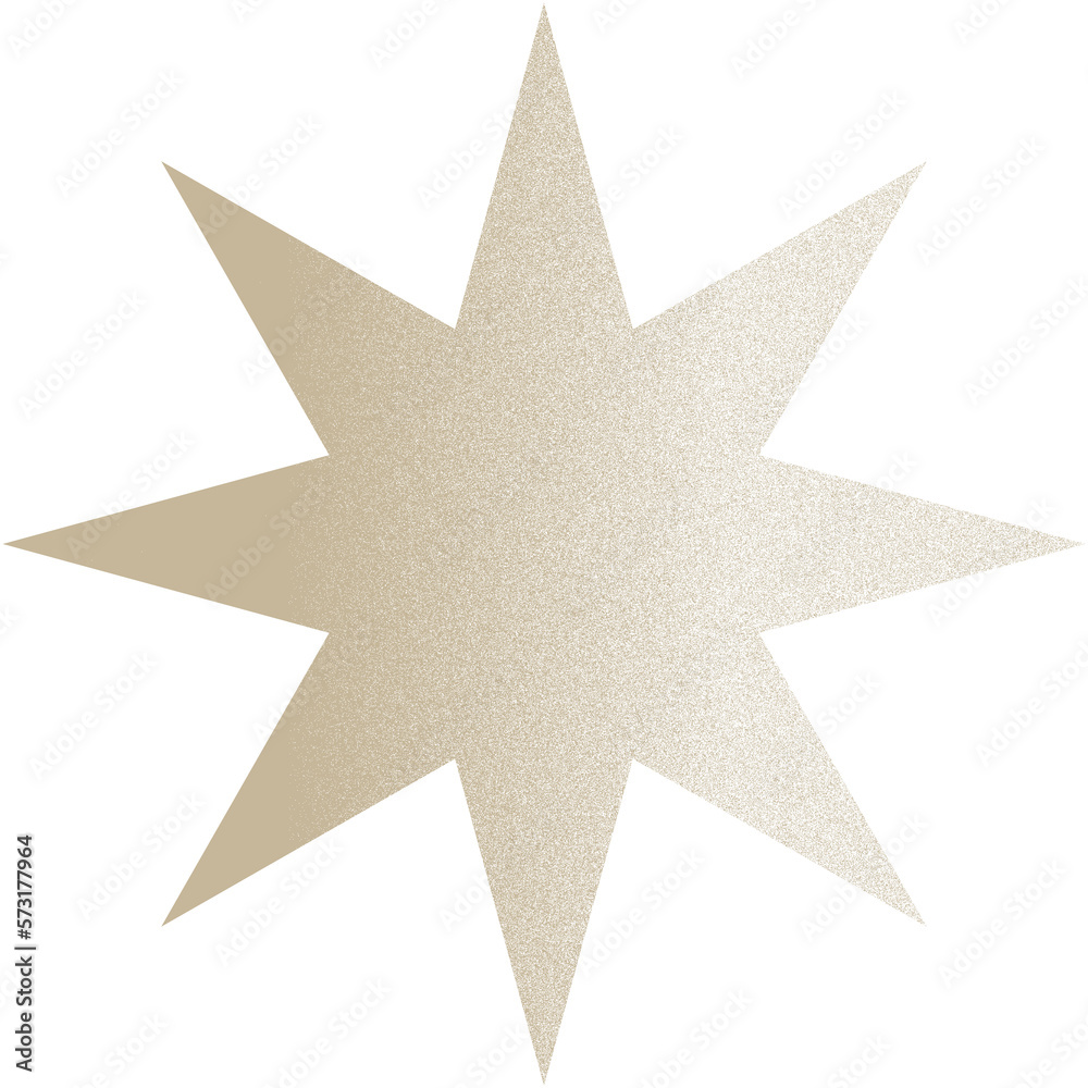 Geometric form with noisy gradient. Beige star with grainy texture on the transparent background Geometric form with noisy gradient. Beige star with grainy texture on the transparent background
