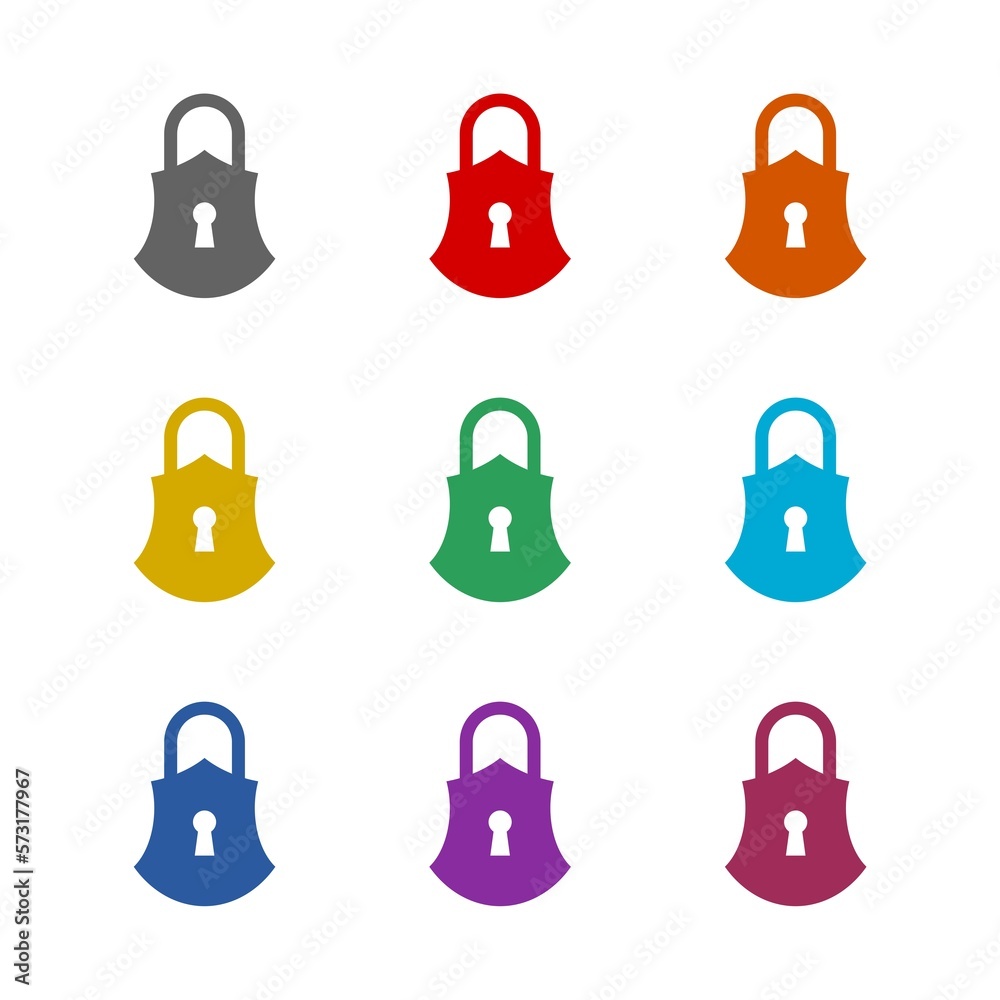 Security shield logo icon isolated on white background. Set icons colorful Security shield logo icon isolated on white background. Set icons colorful