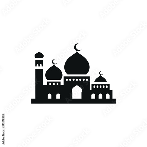 Mosque flat icon isolated on white background. Islamic ramadan icon vector