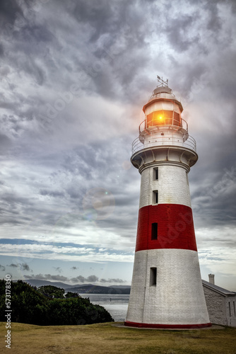 Low Head Lighthouse as a storm rolls in. Situated on the mouth of the Tamar River  this is one of the oldest lighthouses and pilot stations in Tasmania