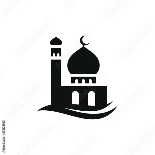 Mosque flat icon isolated on white background. Islamic ramadan icon vector
