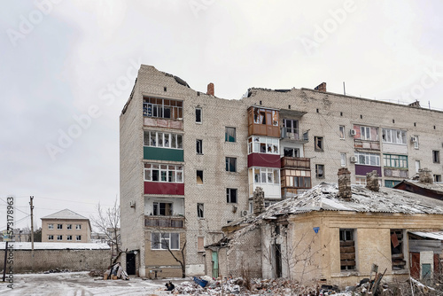 Fragments of destroyed buildings in Liman, damaged by Russian artillery shells. © got