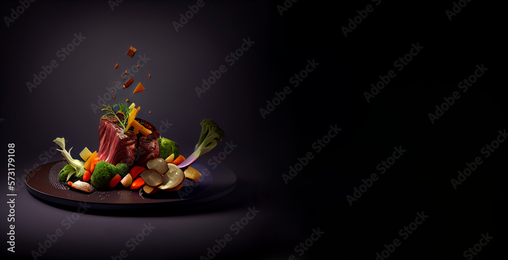 main course realistic 3D, product showcase for food photography generative ai