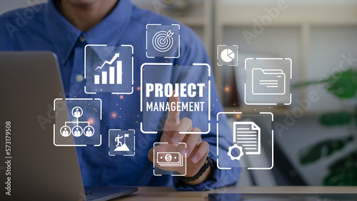 project management.Project managers streamline tasks and progress progress planning with company chart scheduling interface.