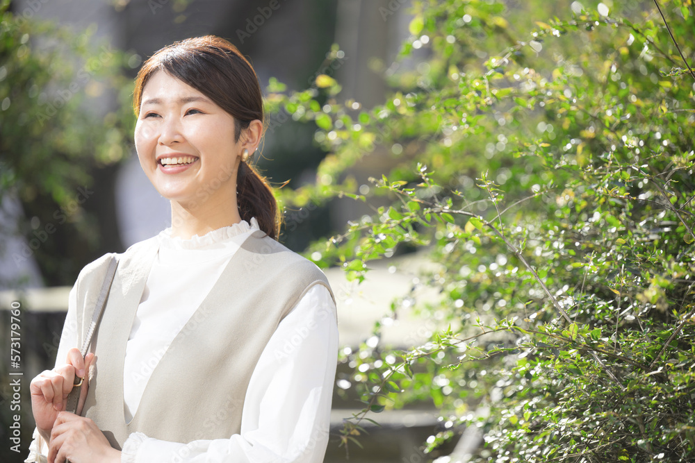 Cute woman working outside, sales and office worker Cute woman working outside, sales and office worker
