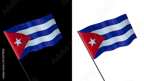 Flag of cuba on white and black backgrounds