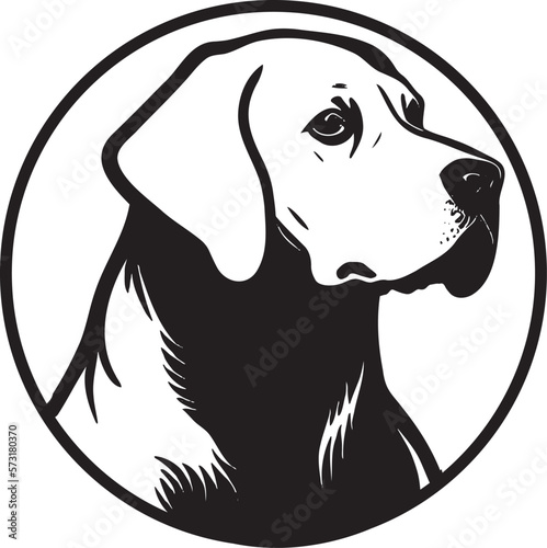 Vector logo of a dog head Labrador on white background, Pet. Animals.