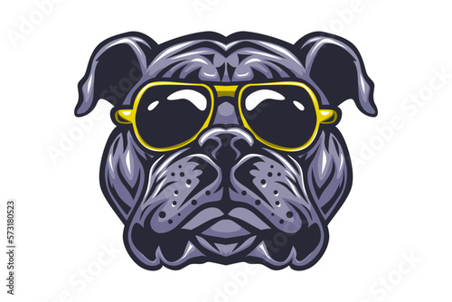 bulldog with glasses