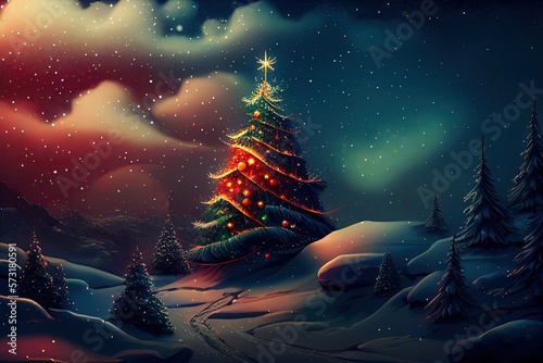 New Year and Merry Christmas Holiday Winter Background. Christmas decorations, backdrop with copy space, generative ai