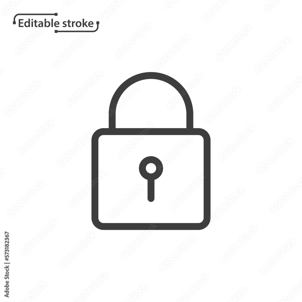 Lock, padlock line vector icon. Editable stroke. Lock, padlock line vector icon. Editable stroke.