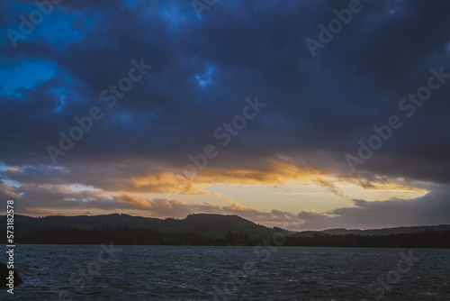 sunset over the windermere lake