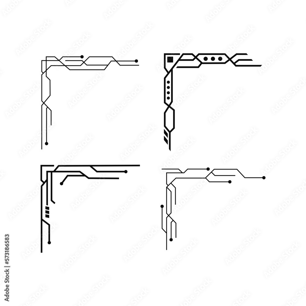 Border corner futuristic set. Side Frames, Border, Corner Illustration